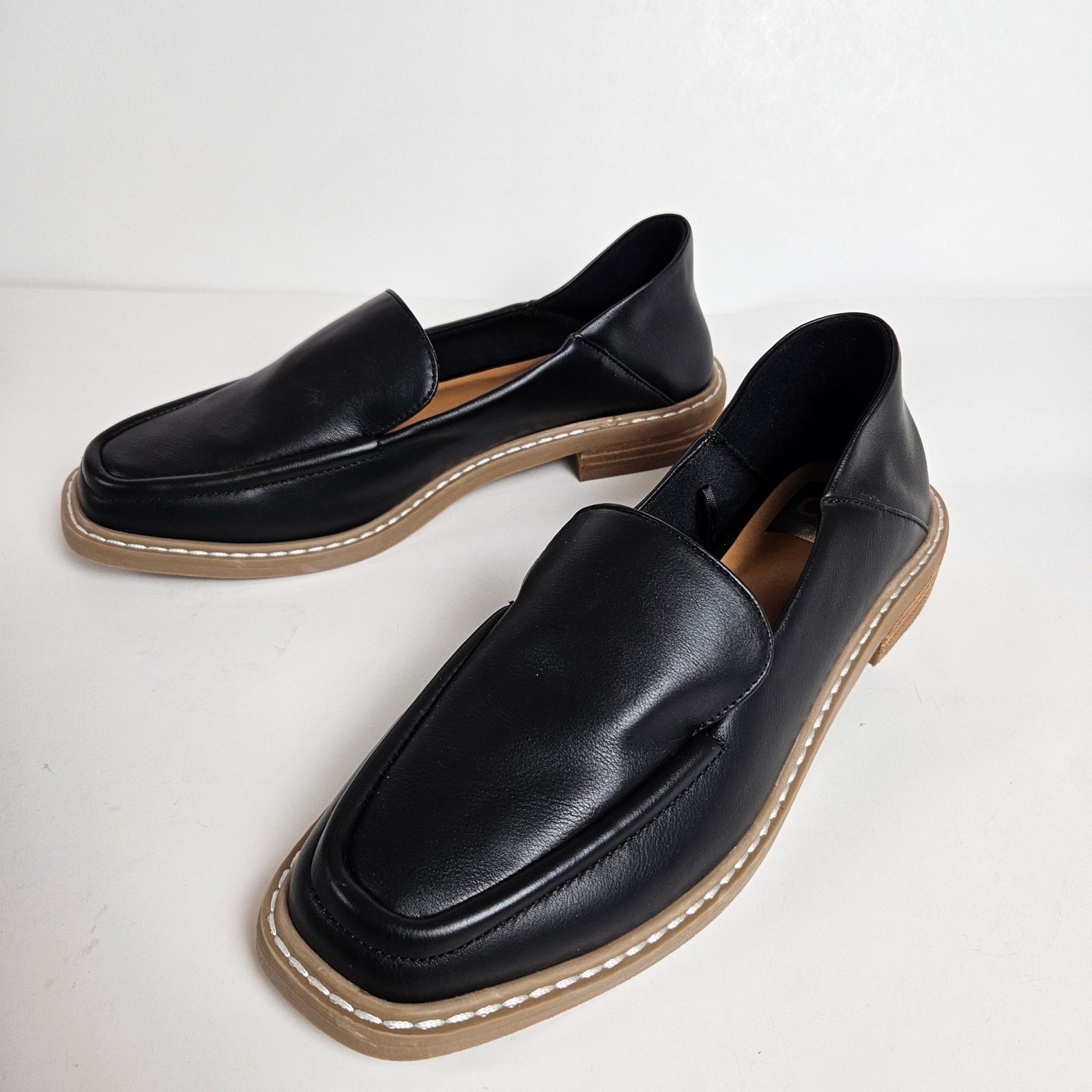 Dv Dolce Vita Flirty Black Square Toe Loafers Slip On Flats Shoes Women 6